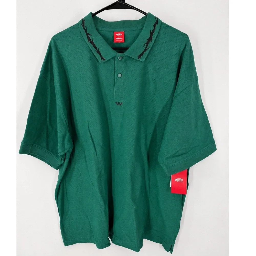 Vans Skate Mesh Polo Shirt Men Skateboarding Breathability Loose Fit Size Small